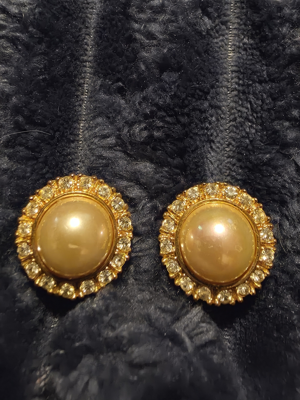 Gold Pearl-Style Round Statement Earrings - Unbranded